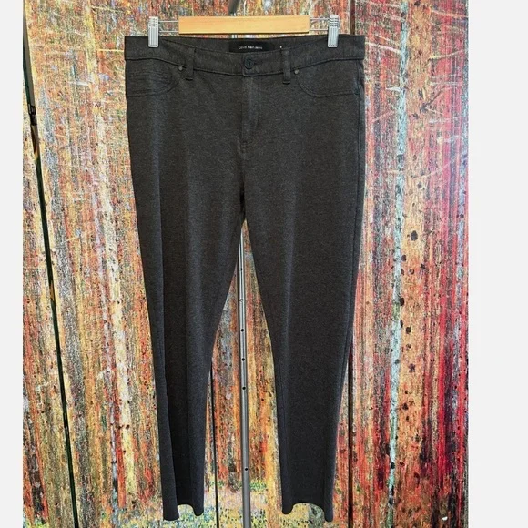 Calvin Klein Jeans Dark Gray Trousers faux Denim sweatpants size 4 - Picture 2 of 6